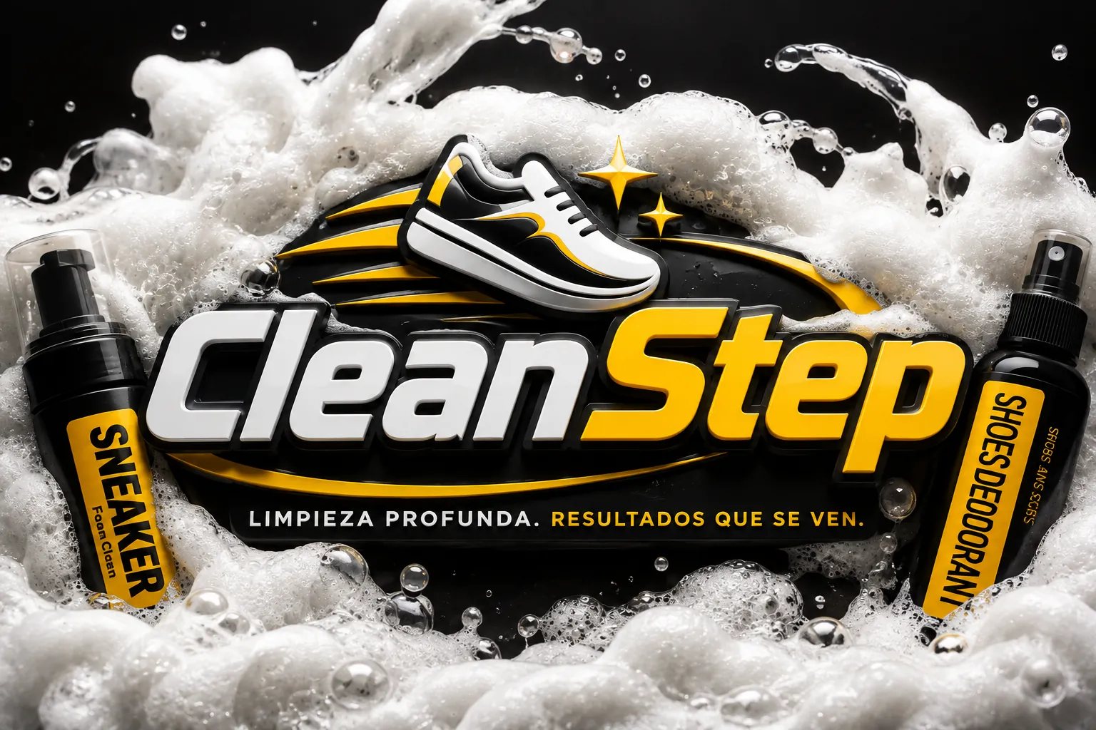 Logo CleanStep sobre espuma